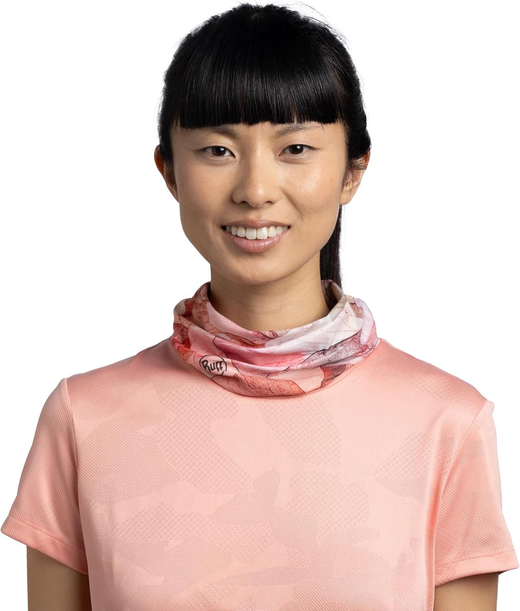 Buff CoolNet UV Half Neck Gaiter, UPF 50 Sun Protection, Breathable, Cooling Bandana, Versatile, Quick Dry Face Mask, Senia Azalea, Adult Size