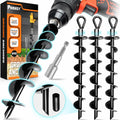 [Premium] 4PCS Ground Anchors Screw in & Power Nut Driver, Swing Set Anchor
