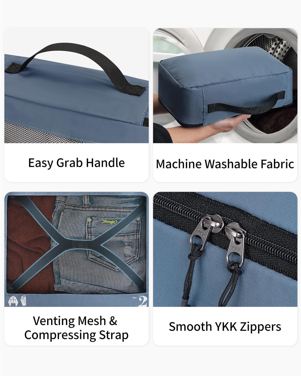 ECOHUB 7 Set Packing Cubes Tear-Resistant Luggage Packing Organizers with Number Icon for Travel Accessories Luggage Suitcase Machine Washable Packing Cubes (Blue)