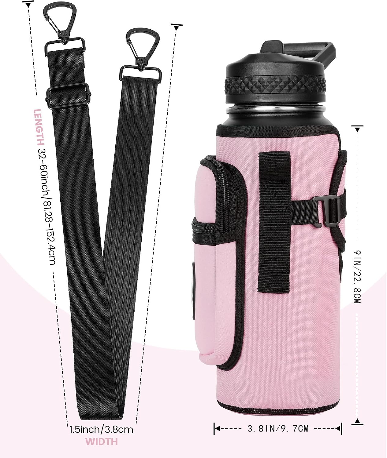 Sports rabbit Universal Water Bottle Holder with Strap & Phone Pocket