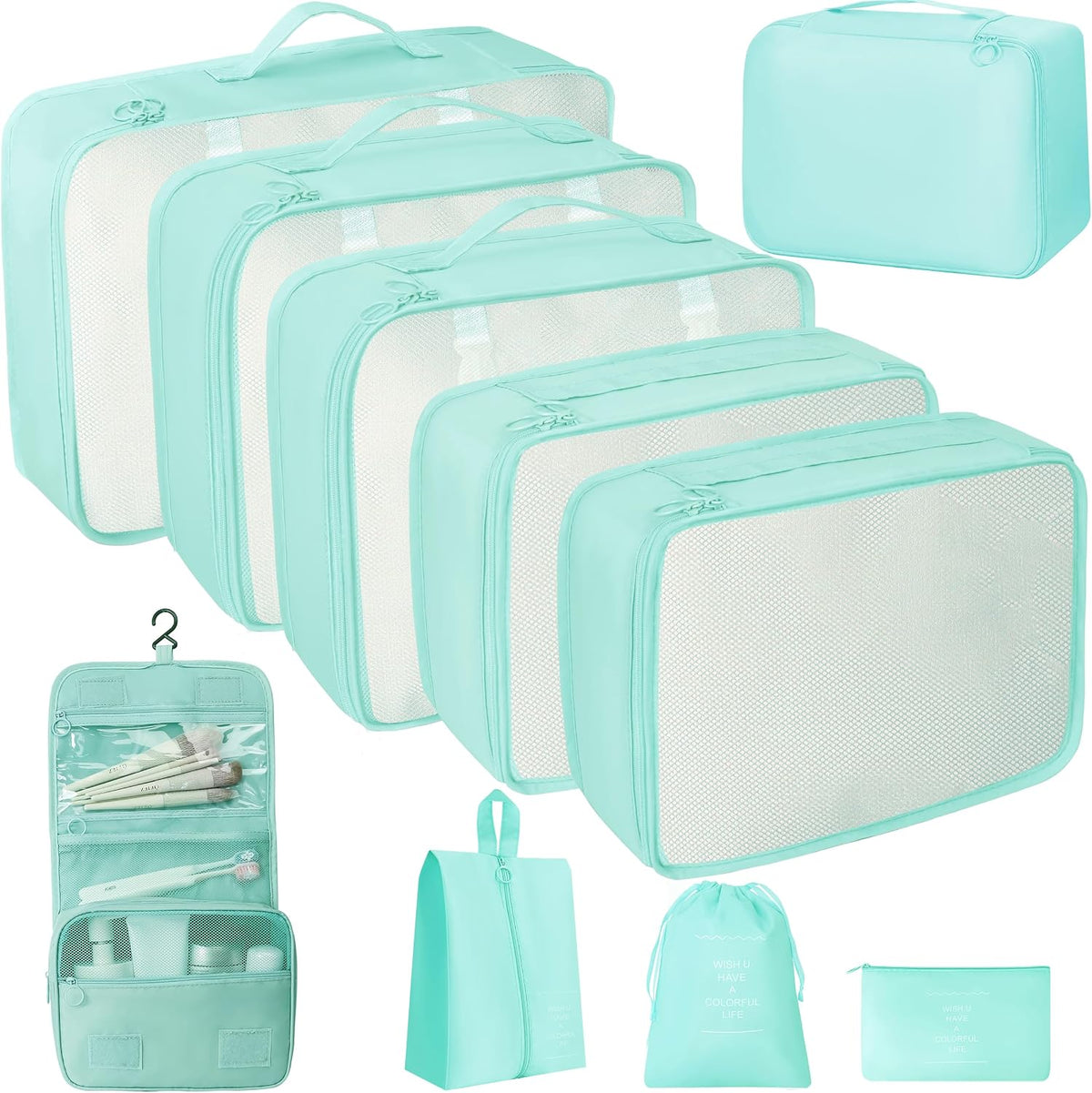 10 Pcs Set Packing Cubes - Travel Packing Organizers, Expandable Suitcase Organizer, Luggage Organizer Bags