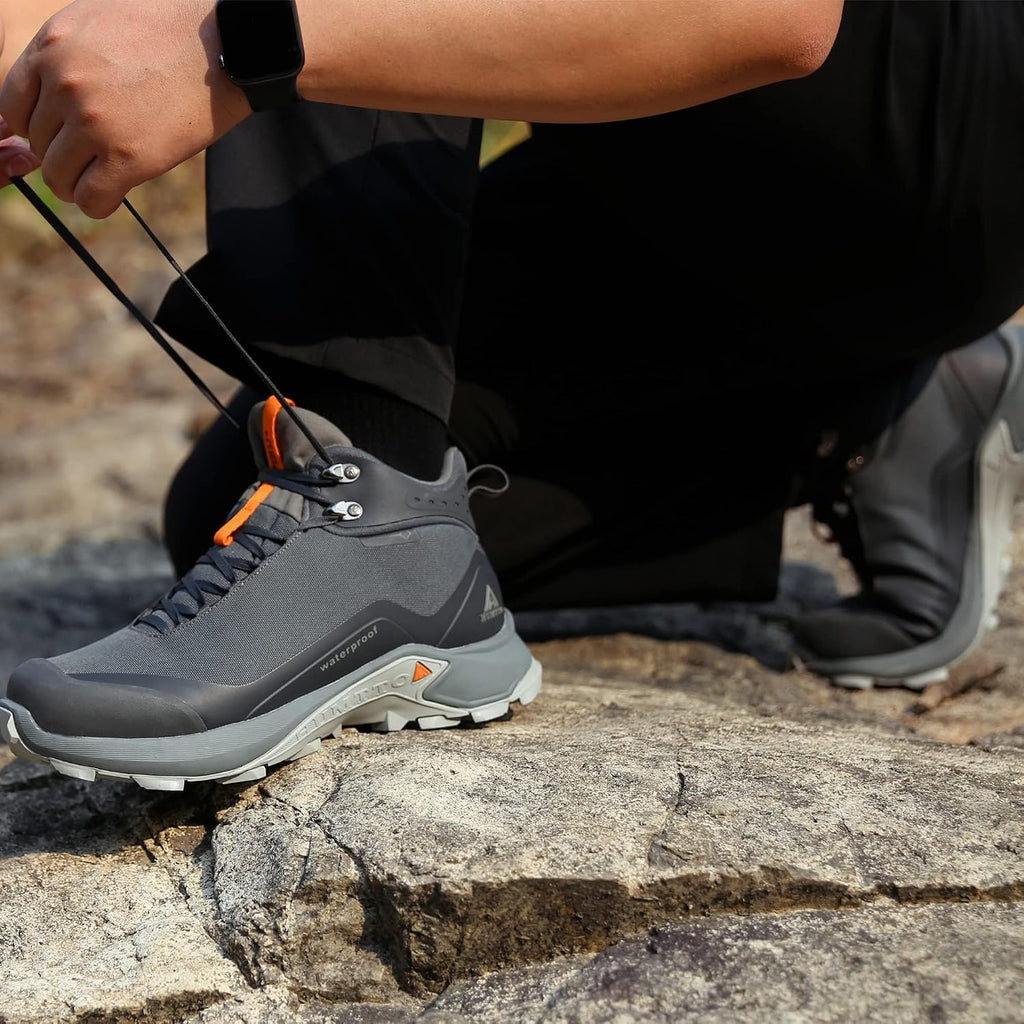 HUMTTO Men's All-Terrain Waterproof Hiking Boots | Lightweight Breathable Comfortable Non-slip Durable Outdoor Ankle Trekking