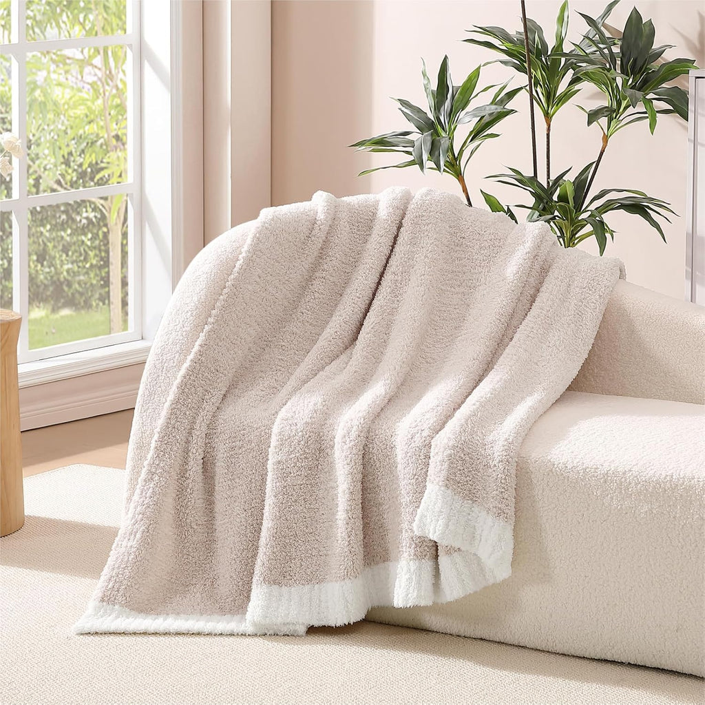 WRENSONGE Soft Throw Blanket for Couch-Cozy Reversible Knitted BlanketsW