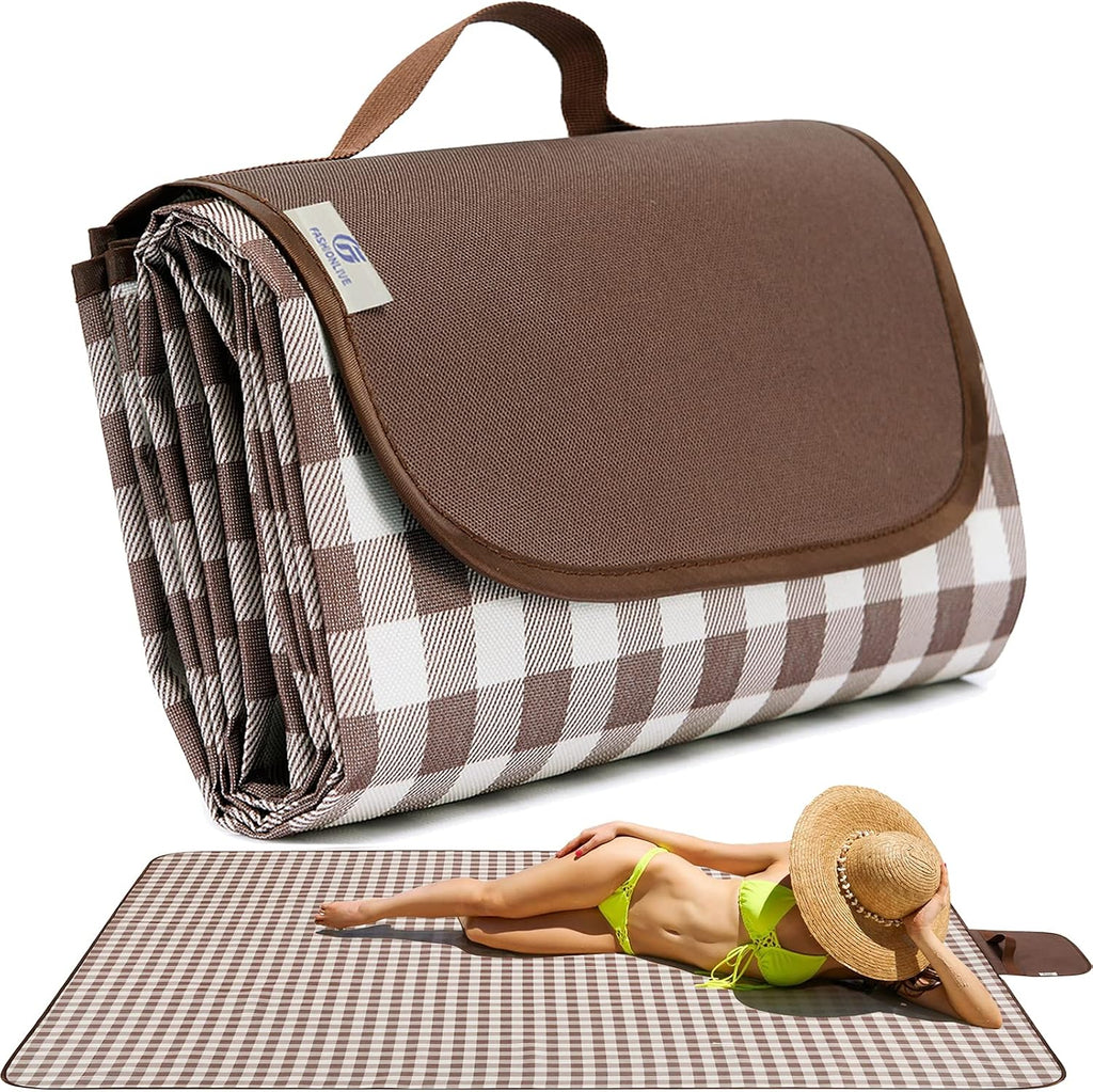 Beach Blanket Extra Large Picnic Blanket Sand Free Waterproof Outdoor Indoor Blanket Lightweight Easy Fold Handy Mat Portable Beach Mat for Camping Hiking Travel Park Grass