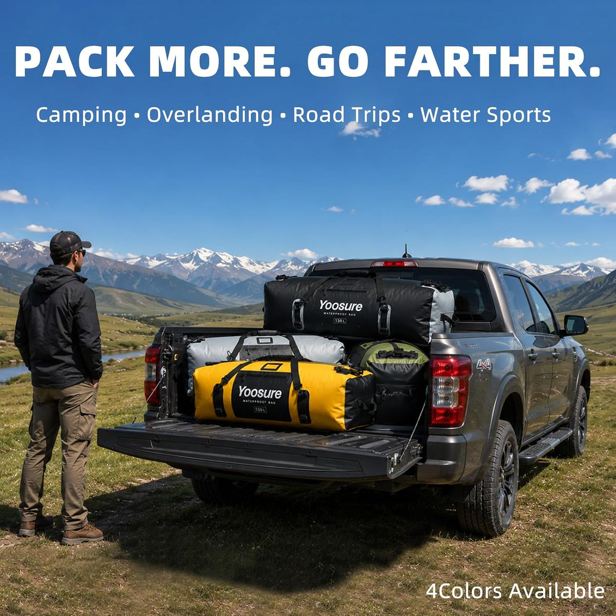 130L Waterproof Duffel Bag, Heavy Duty Dry Bag with IPX7 Airtight Zipper, 700D PVC Extra Large Cargo Duffel with Straps for Camping, Boating, Kayaking, Roof Rack & Truck Bed