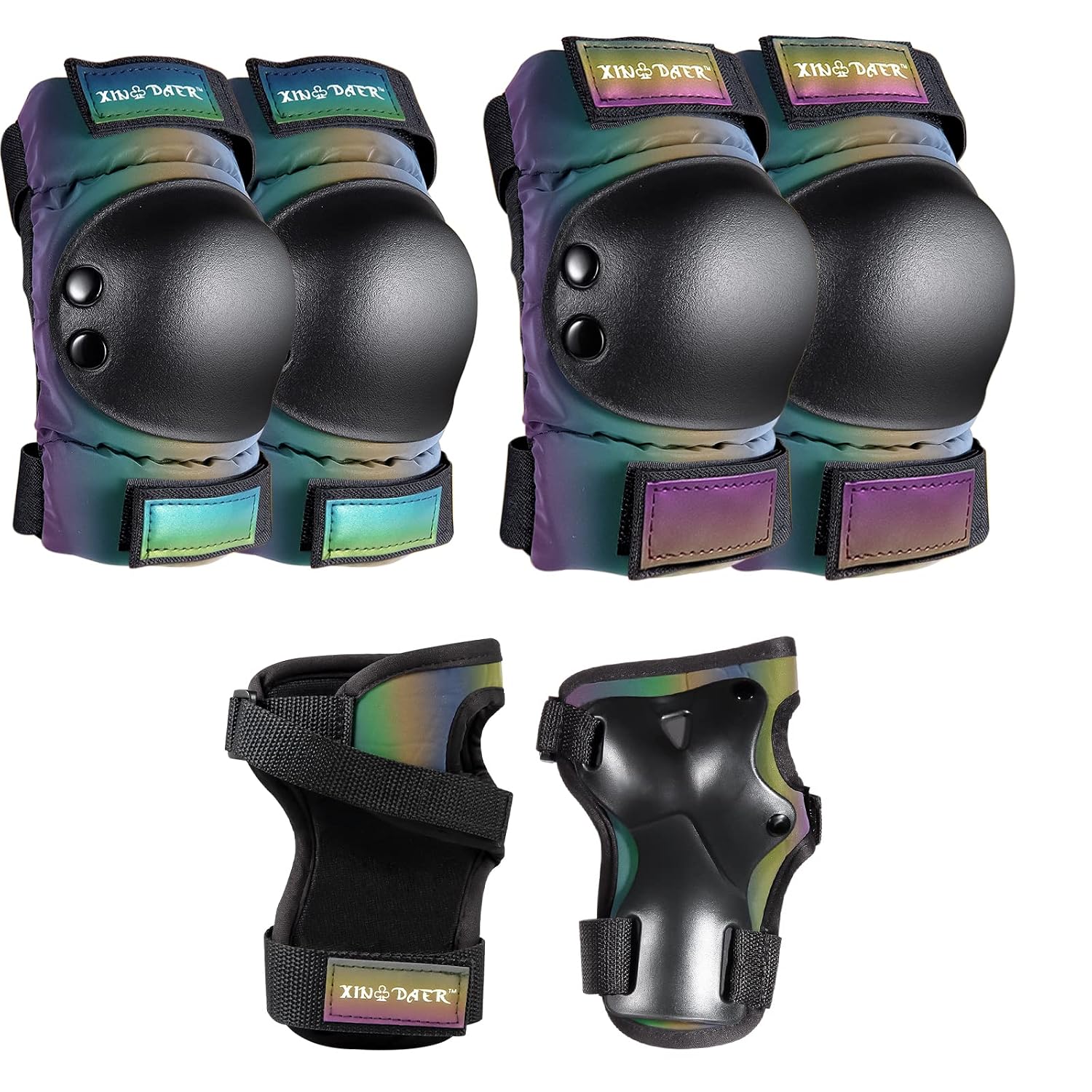 Adult/Kids/Youth Knee Pad Elbow Pads, Womens Skate Protective Gear Set 3 in 1 Knee and Elbow Pads Wrist Guards for Skateboard, Roller Skates, Skating, Scooter, Inline Skates, Cycling