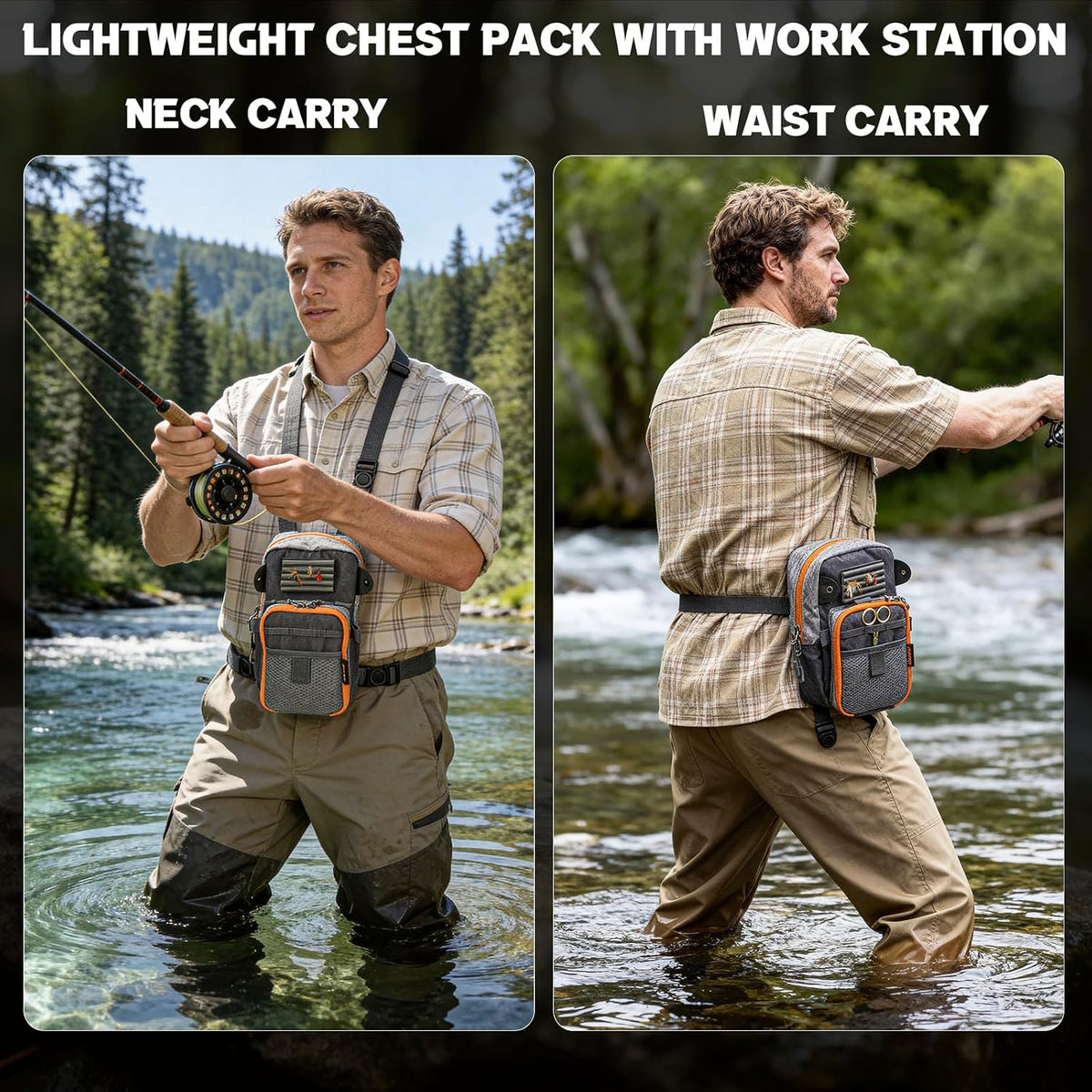 QulayQualy Fly Fishing Bag Chest Pack with WorkStation