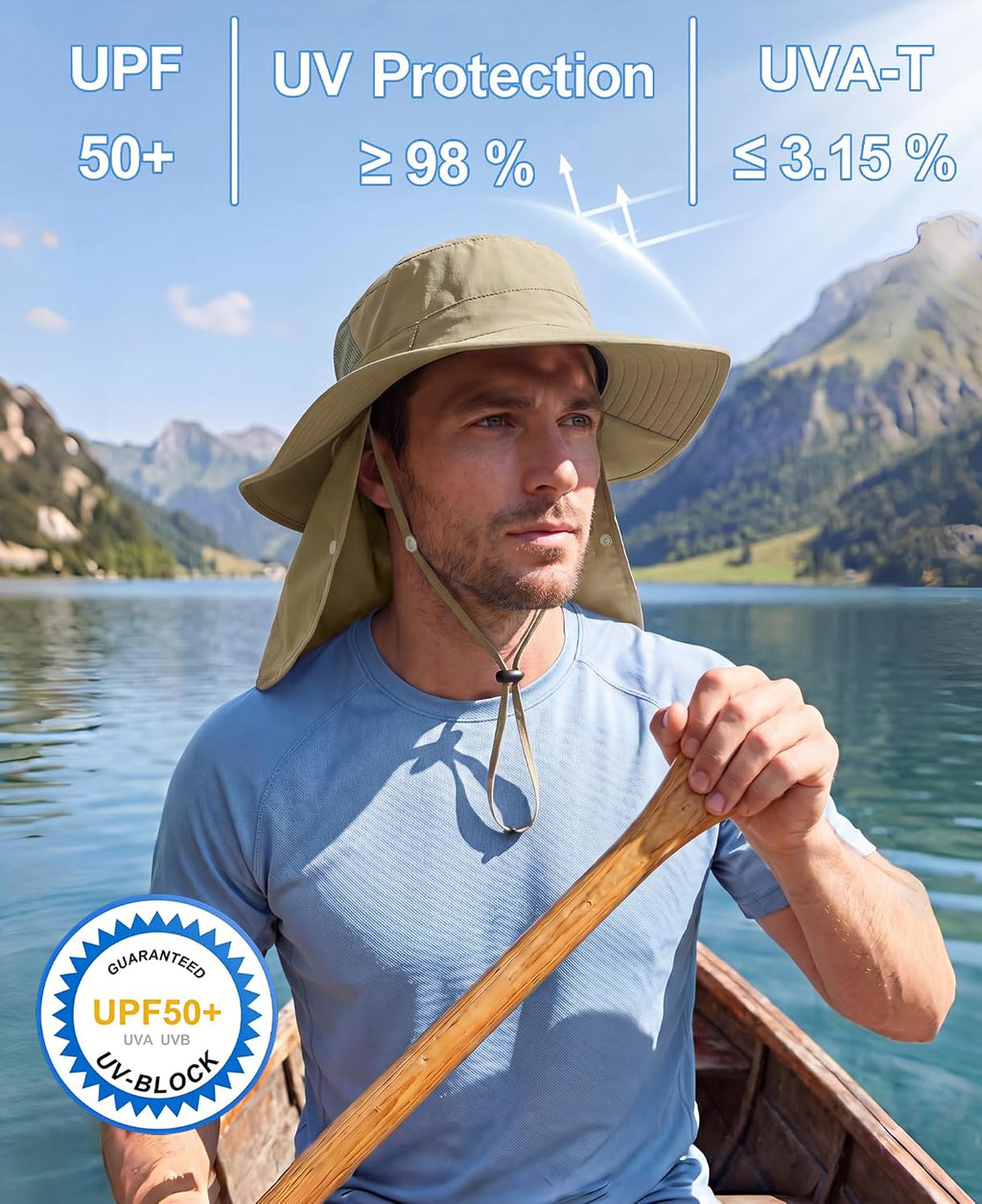 Home Prefer UPF 50+ Wide Brim Sun Hats with Neck Flap Sun Protection Hat for Men Women Gardening Fishing Summer Bucket Hat