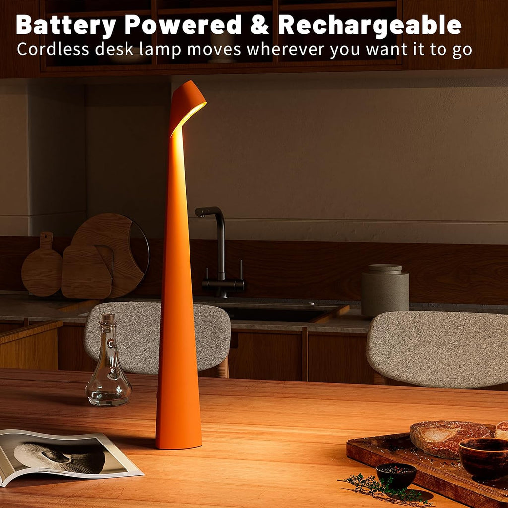HAPYGI Cordless Rechargeable Reading Metal Table Lamp, 3-Level Brightness