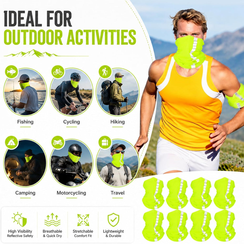 SATINIOR 8 Pack Reflective Neck Gaiters UV Protection Cooling Face Masks