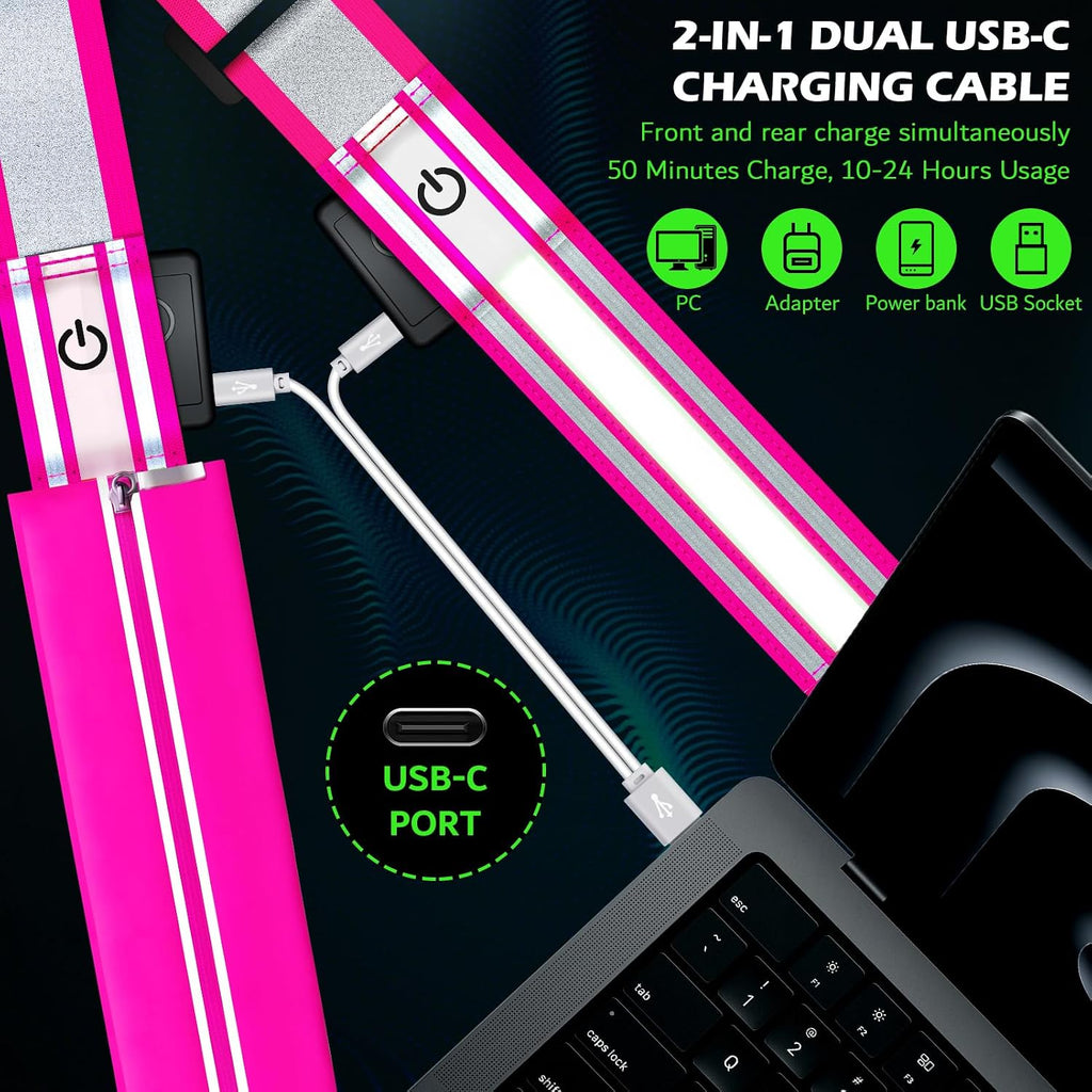LED Reflective Night Walking Safety Gear,Adjustable Walking Light Belt, for Night Dog Walking,High Visibility Safety Lights for Walking at Night for Men Women Jogging Running Biking