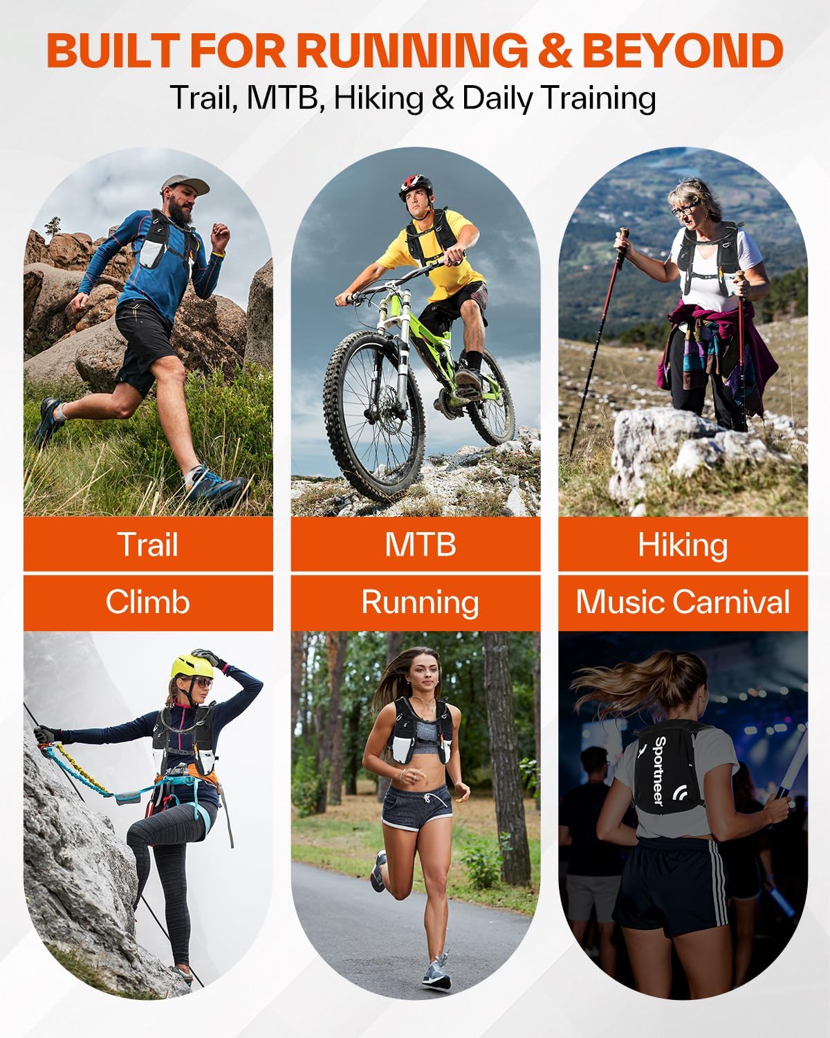 Sportneer Hydration Backpack: Lightweight Water Pack with 1.5L Bladder, Hydro Water Daypack for Running Hiking Biking Cycling for Women Men