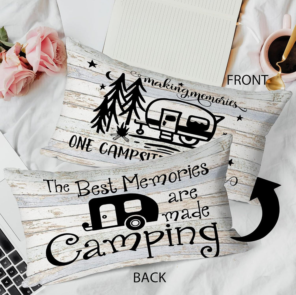 SiuSue Campers Decor Reversible Throw Pillow Case, Double Sided 12 x 20 Inch Set of 2, Camping Lovers Gifts, Campers Gifts, Trailer Decor Cushion Cover for Sofa Couch Bed