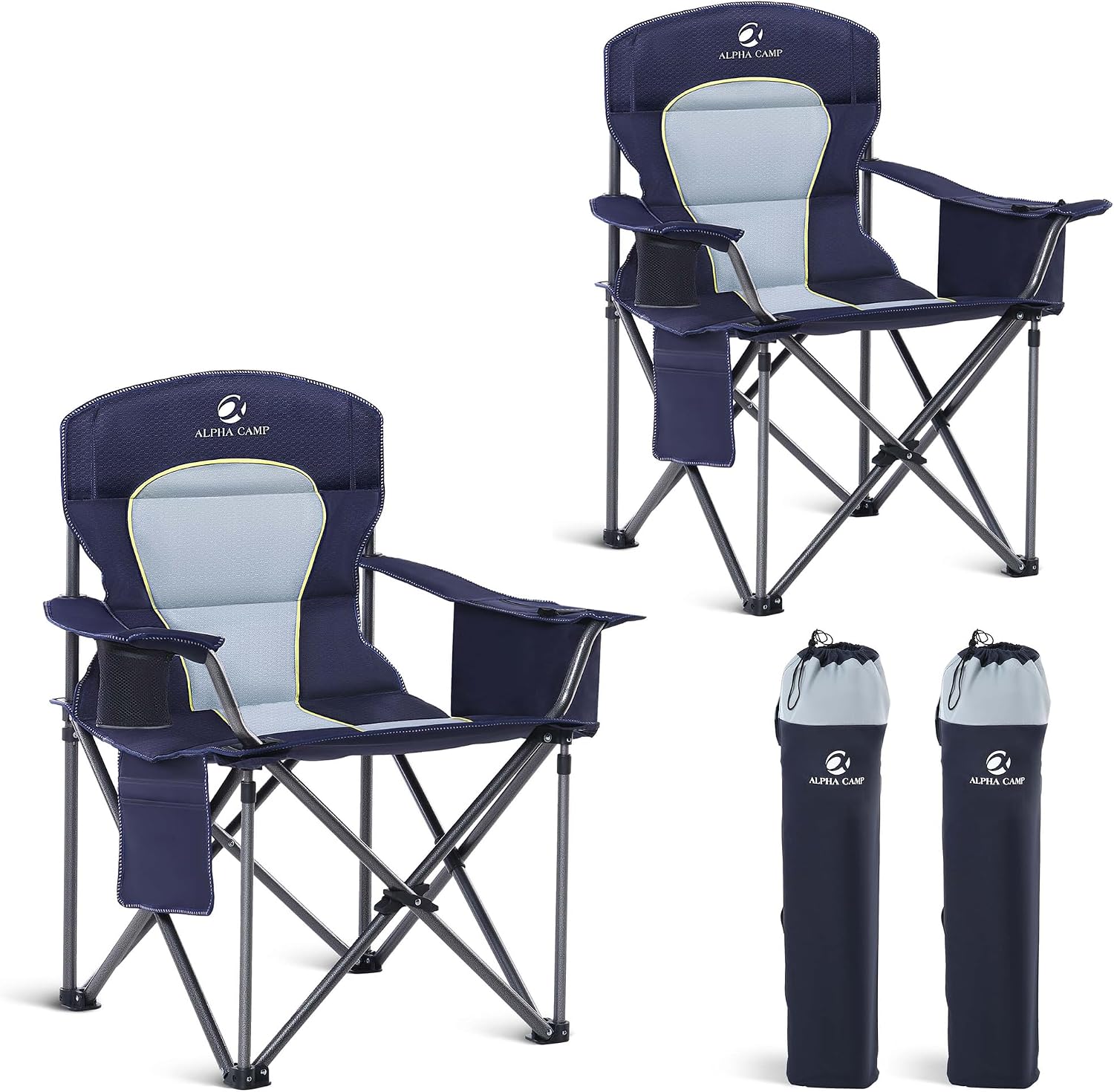 LET'S CAMP Folding Camping Chair Oversized Heavy Duty Padded Outdoor Chair