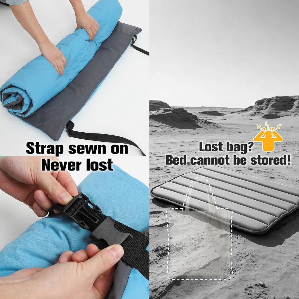 EXPAWLORER Outdoor Travel Dog Bed, Portable Waterproof Reversible Camping Durable Dog Pad, Easy to Roll Up with Buckle Large Washable Pet Mat for Medium Large Dogs Puppy Cats Sleeping Outside 35"x51"