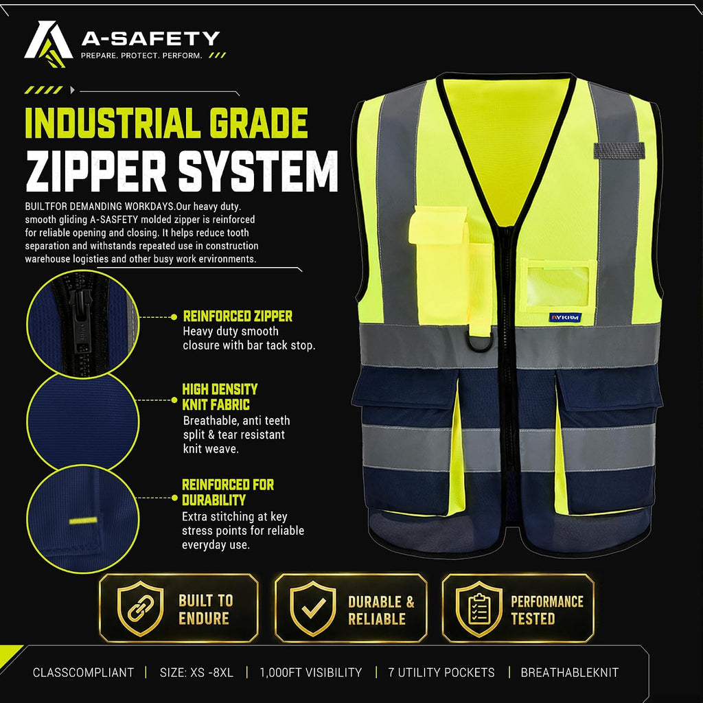 A-SAFETY High Visibility Reflective Safety Vest Customize Logo (XS-8XL)