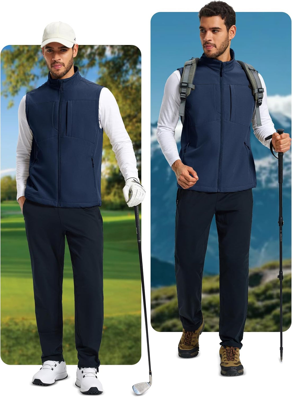 MAGCOMSEN Men's Lightweight Softshell Vest Outerwear Fleece Golf Running