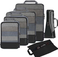 BAGAIL 4 Set/6 Set/8 Set Compression Packing Cubes Travel Accessories Expandable Packing Organizers (Half Mesh, 6-Black)
