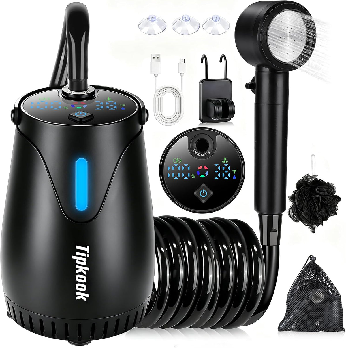 Portable Camping Shower Pump with Night Light Mode