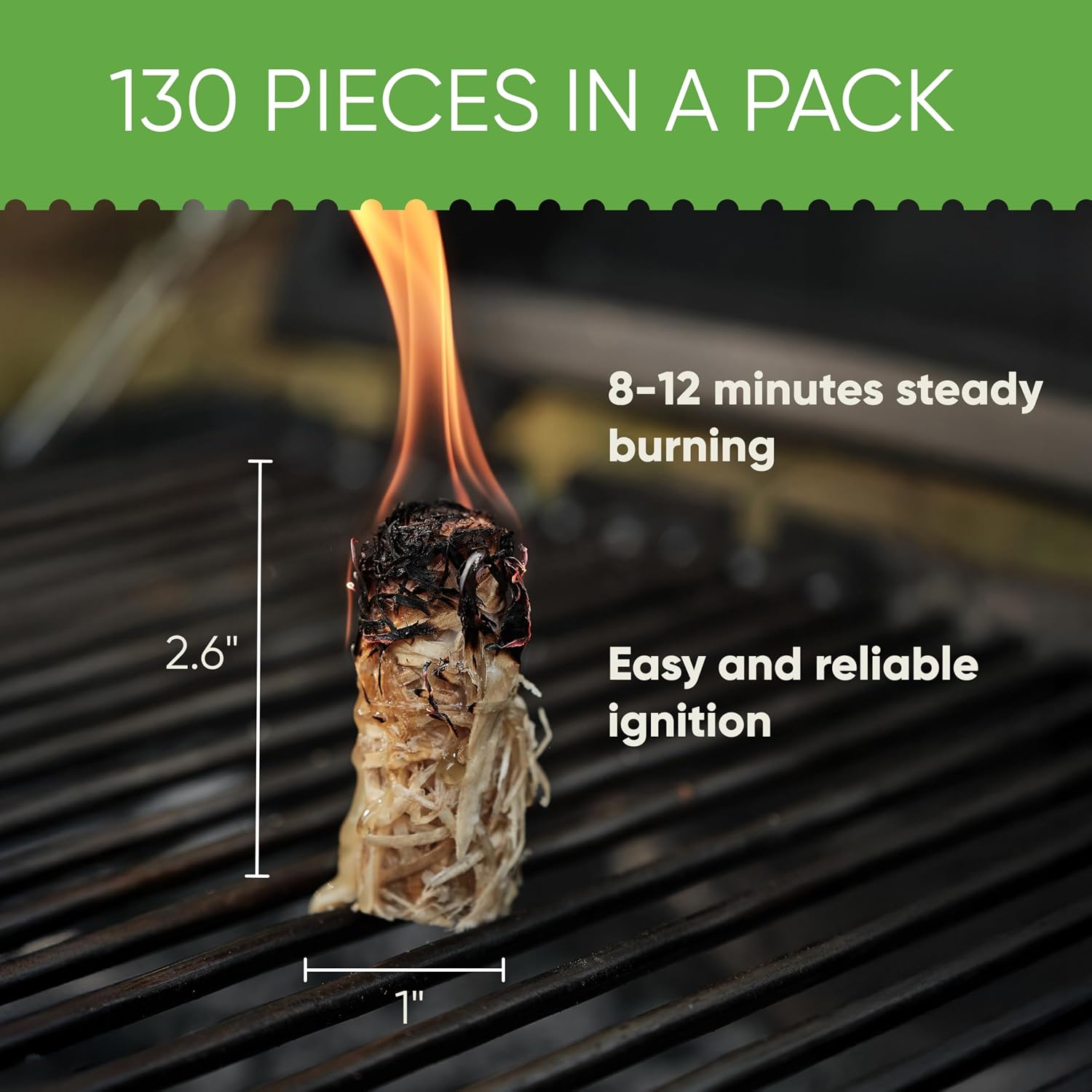 Inflame Fire Starters 130 pcs - Fire Starters for Campfires, Charcoal, BBQ