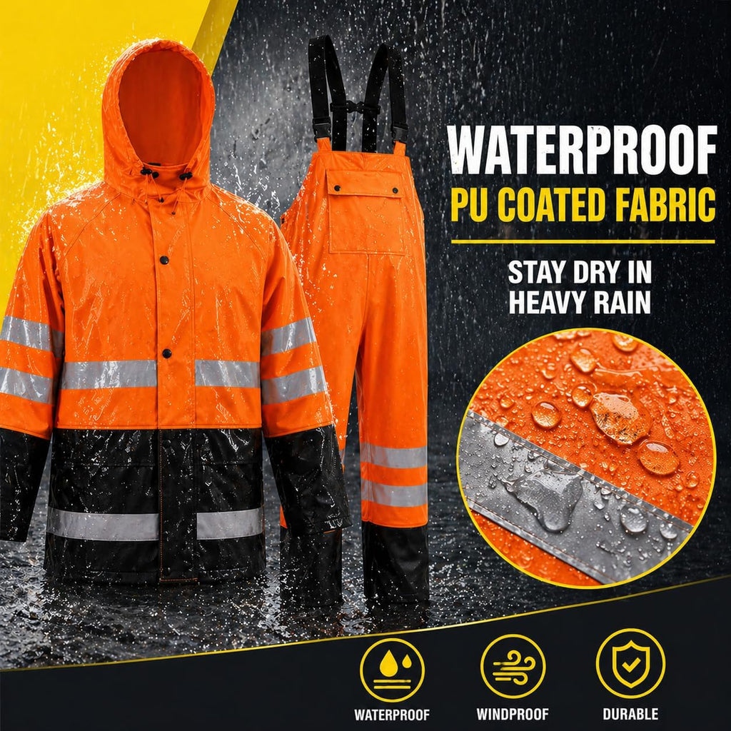 Rain Suit For Men & Women Waterproof Heavy Duty Rain Gear Reflective Jacket for Fishing Outdoor Work Raincoats