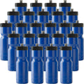 50 Strong | Bulk Water Bottles, 24-Pack, 22 oz, Sports Squeeze, Blue