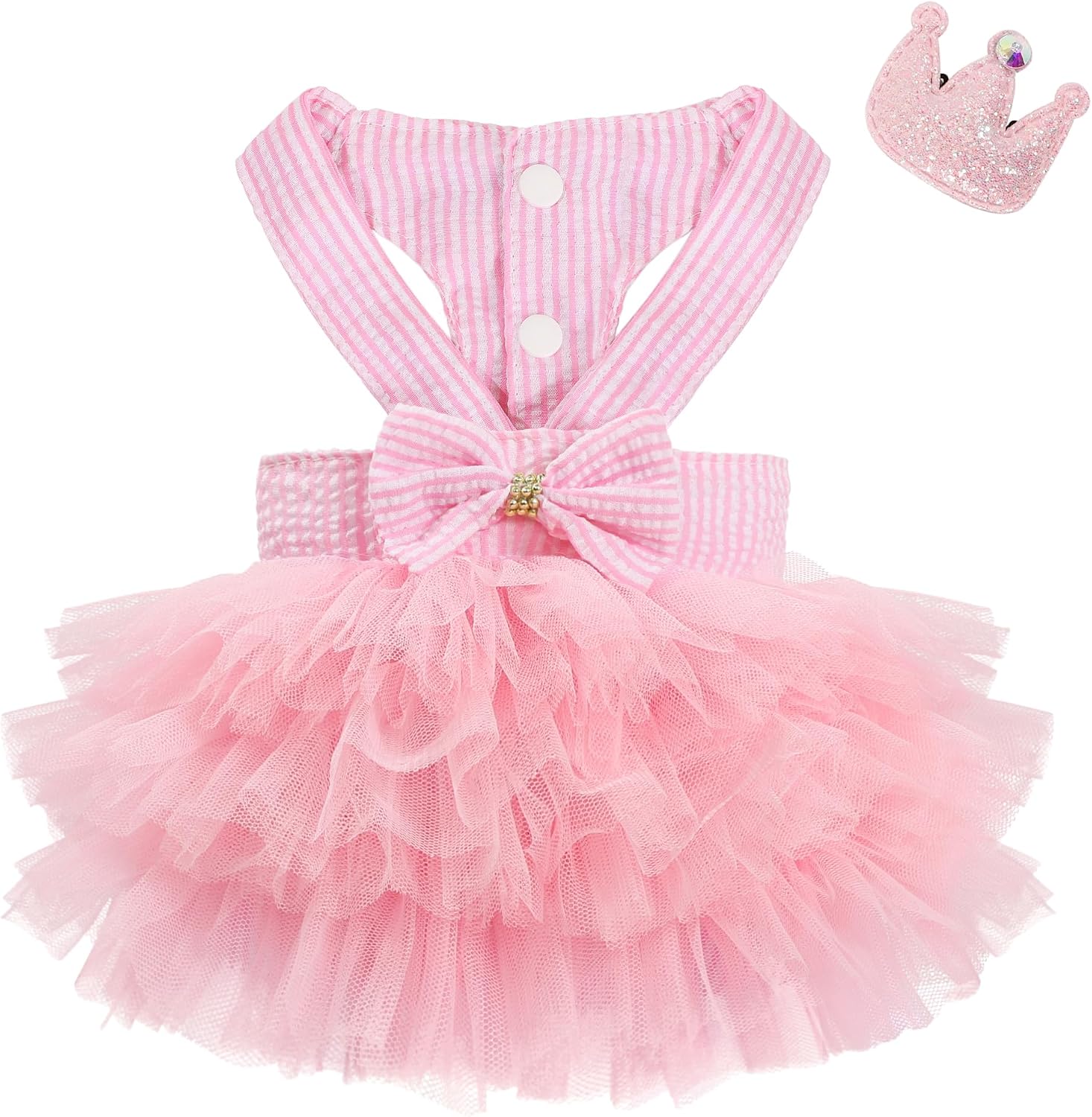 Dog Dress, Fashion Puppy Tutu Princess Dresses for Small Dogs Girl, Sweet Skirt with Dog Bowknot Clips, Spring Dog Cat Clothes Pet Apparel (Denim Princess Dress, XX-Small)