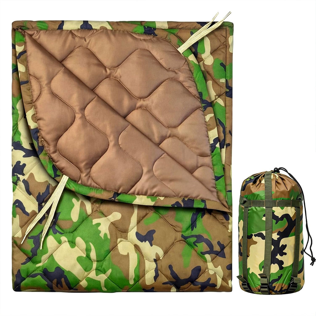 Insulated Camping Blanket | Military Poncho Liner for Outdoor Hiking Backpacking Travel Hunting & Survival, Lightweight & Packable with Compression Bag, Water Resistant (od_Coyote)