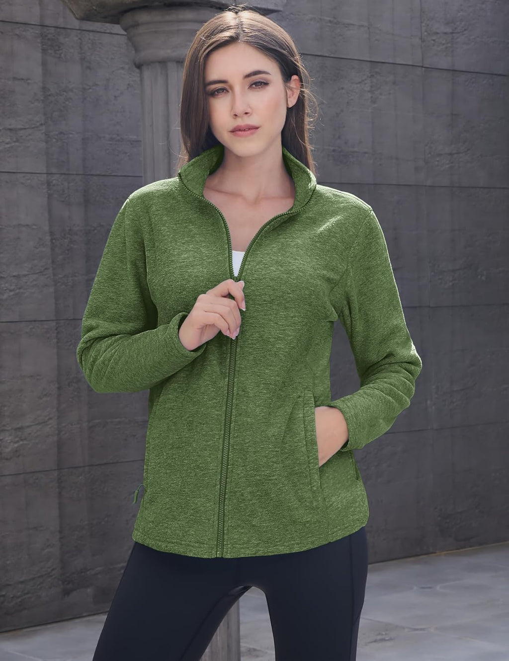 MAGCOMSEN Womens Fleece Zip Up Jacket with Pockets Lightweight Soft Coat