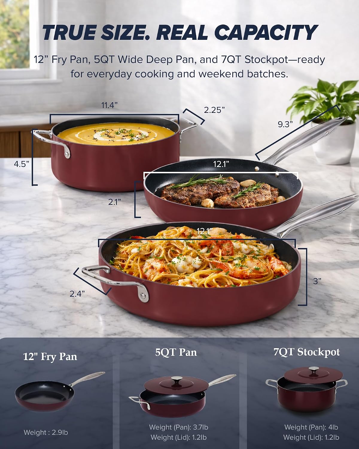 Nuwave Essential Series 5PC Ceramic Cookware Set PFAS-Free, Dishwasher Safe