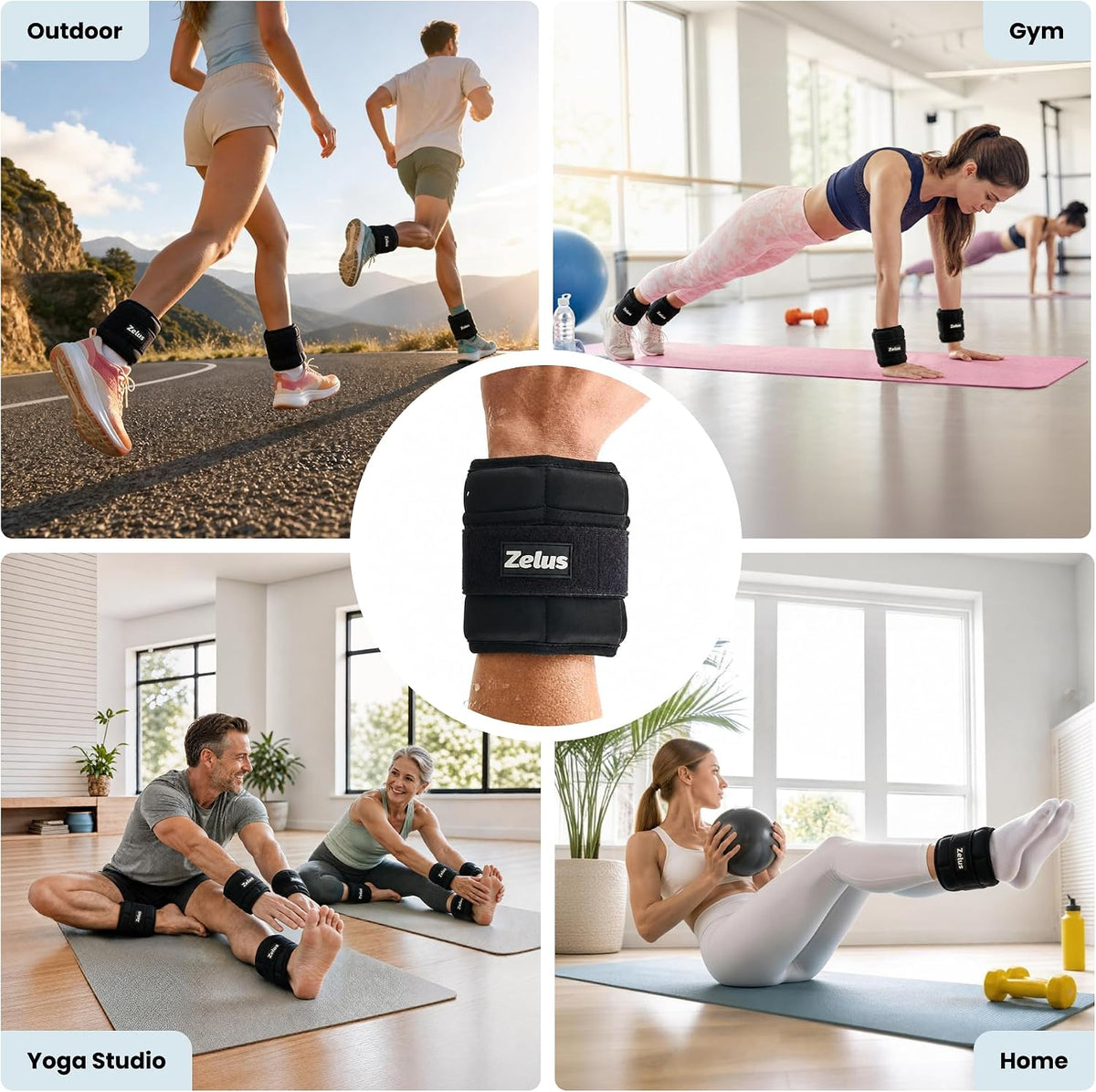 ZELUS Ultra Thin Adjustable Ankle Weights, 4/7/10 lb Fully Adjustable, Filled with Soft Iron for Slim Fit, Leg Weights for Women Men, Strength Weighted for Gym Home Yoga Walking Running Pilates