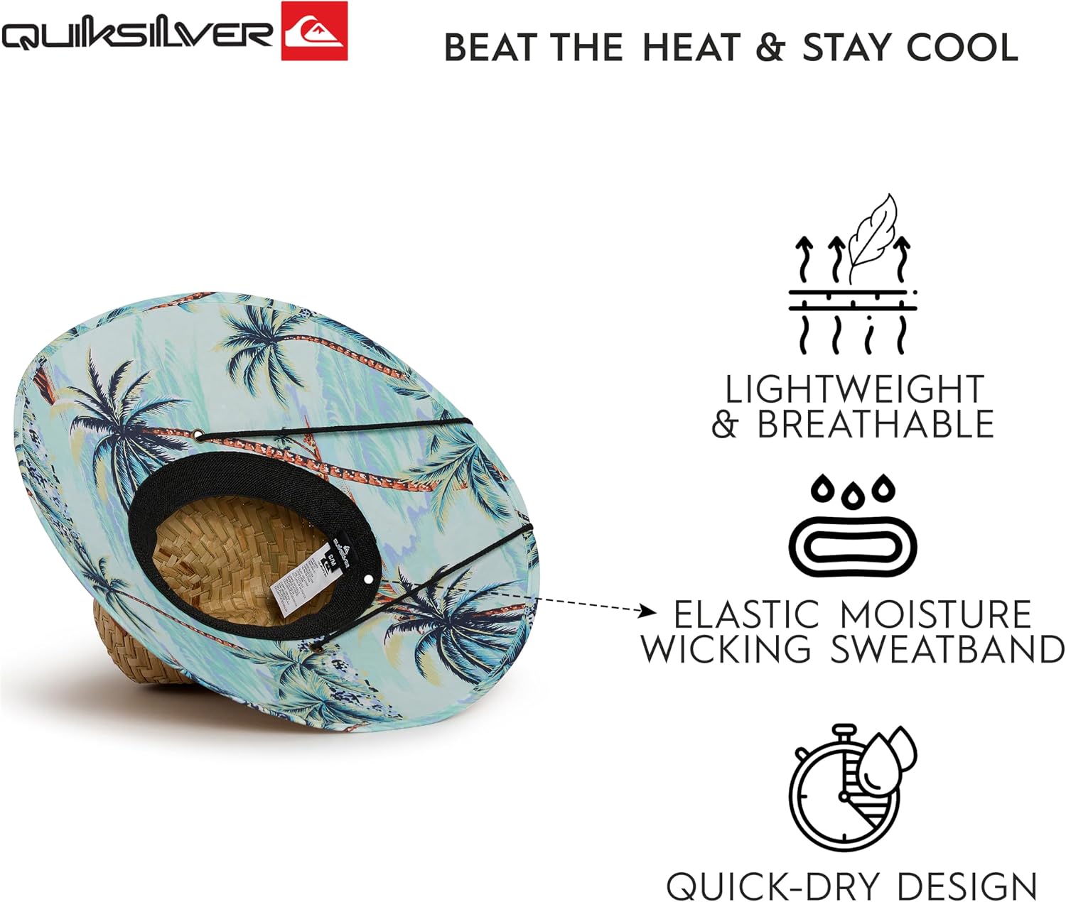 Quiksilver Men's Wide Brim Outdoor Lifeguard Straw Sun Hat