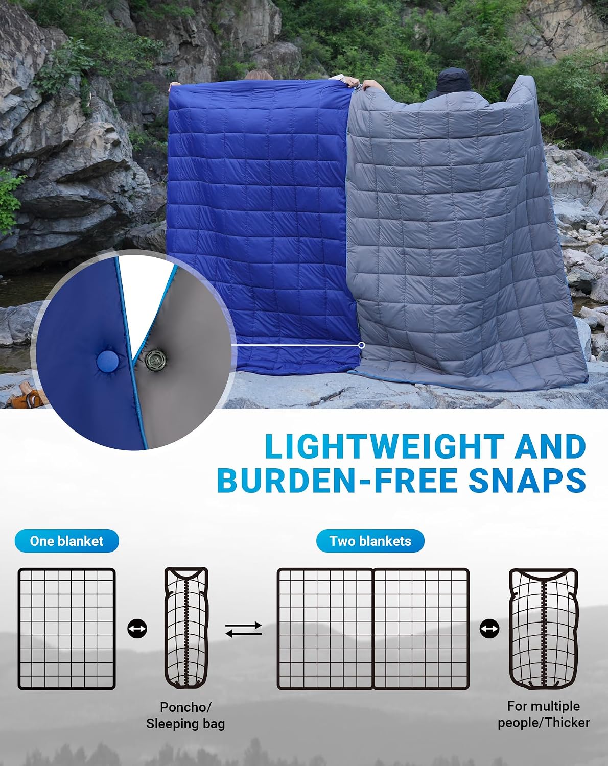 KingCamp Ultralight Camping Blanket, Wearable Packable Blanket 69" x 53"