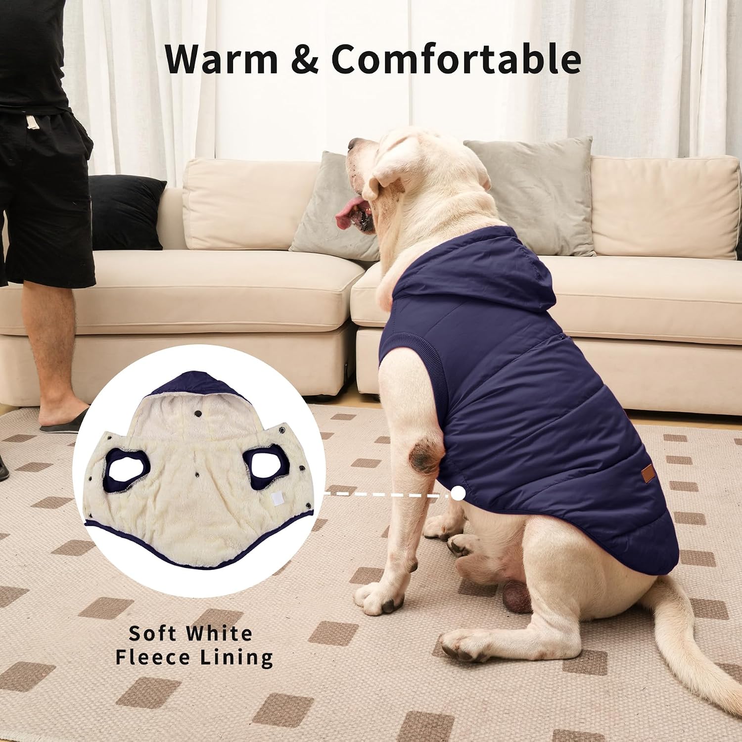 Vecomfy Warm Dog Coats with Hoodie,Winter Dog Jackets for Large Dogs