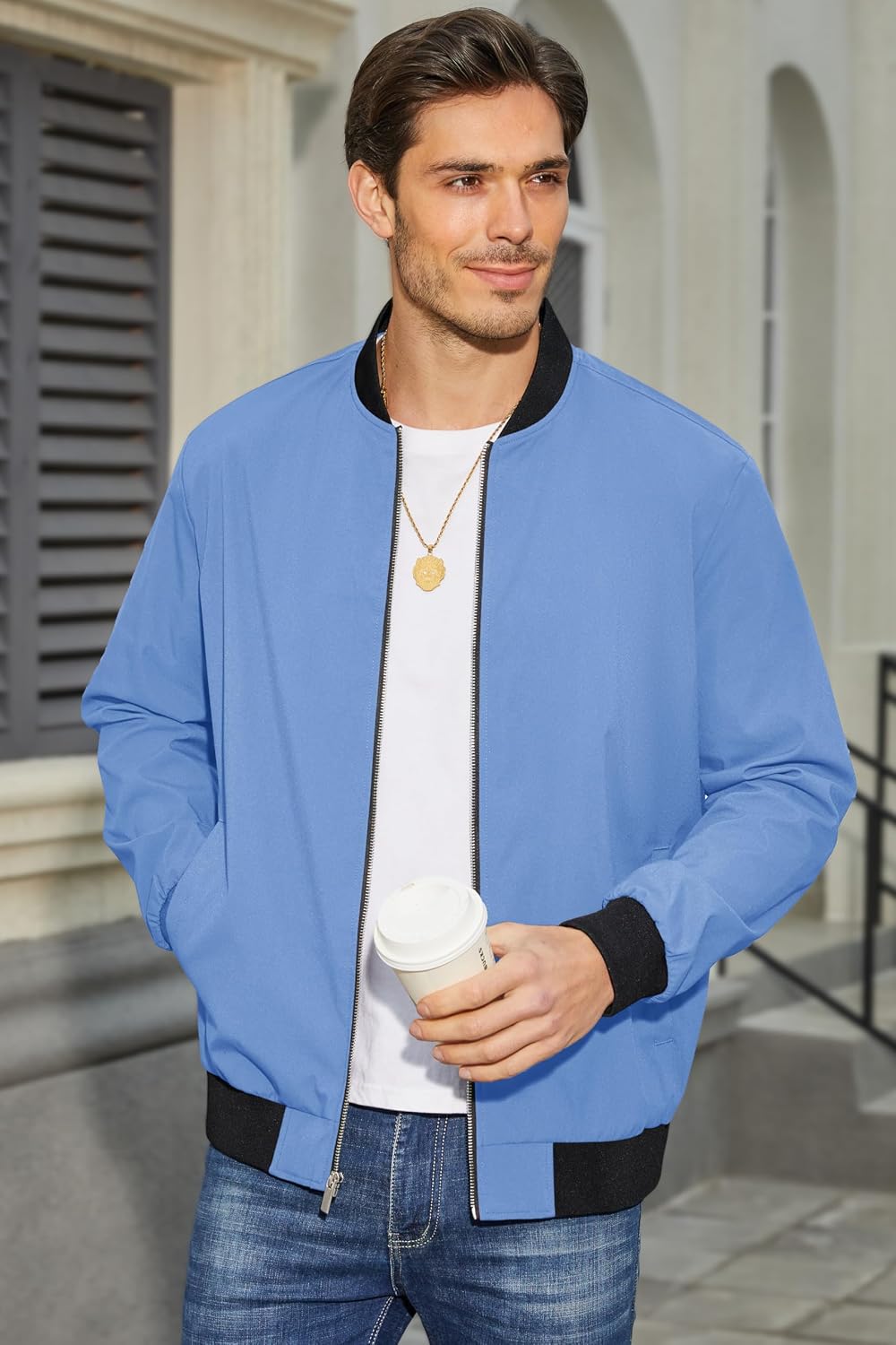 MAGCOMSEN Men's Bomber Jacket Lightweight Full Zip Windbreaker Jackets