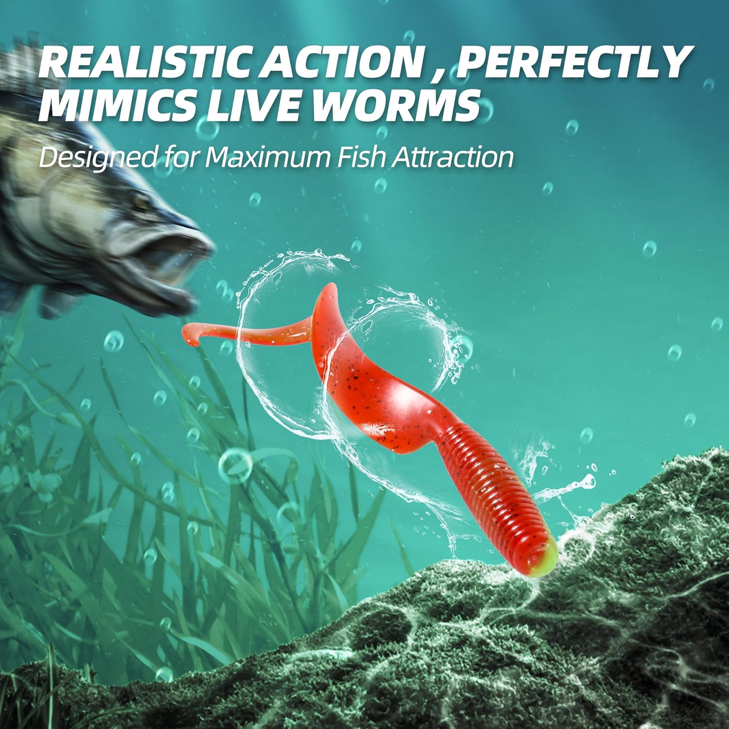 Curly Style Tail Worms Fishing Lures – Realistic Wavy Tail Soft Bait Grub Swimbaits for Saltwater & Freshwater Fishing, Available in 4 Inch & 6 Inch, Perfect for Bass, Trout, Crappie, & More