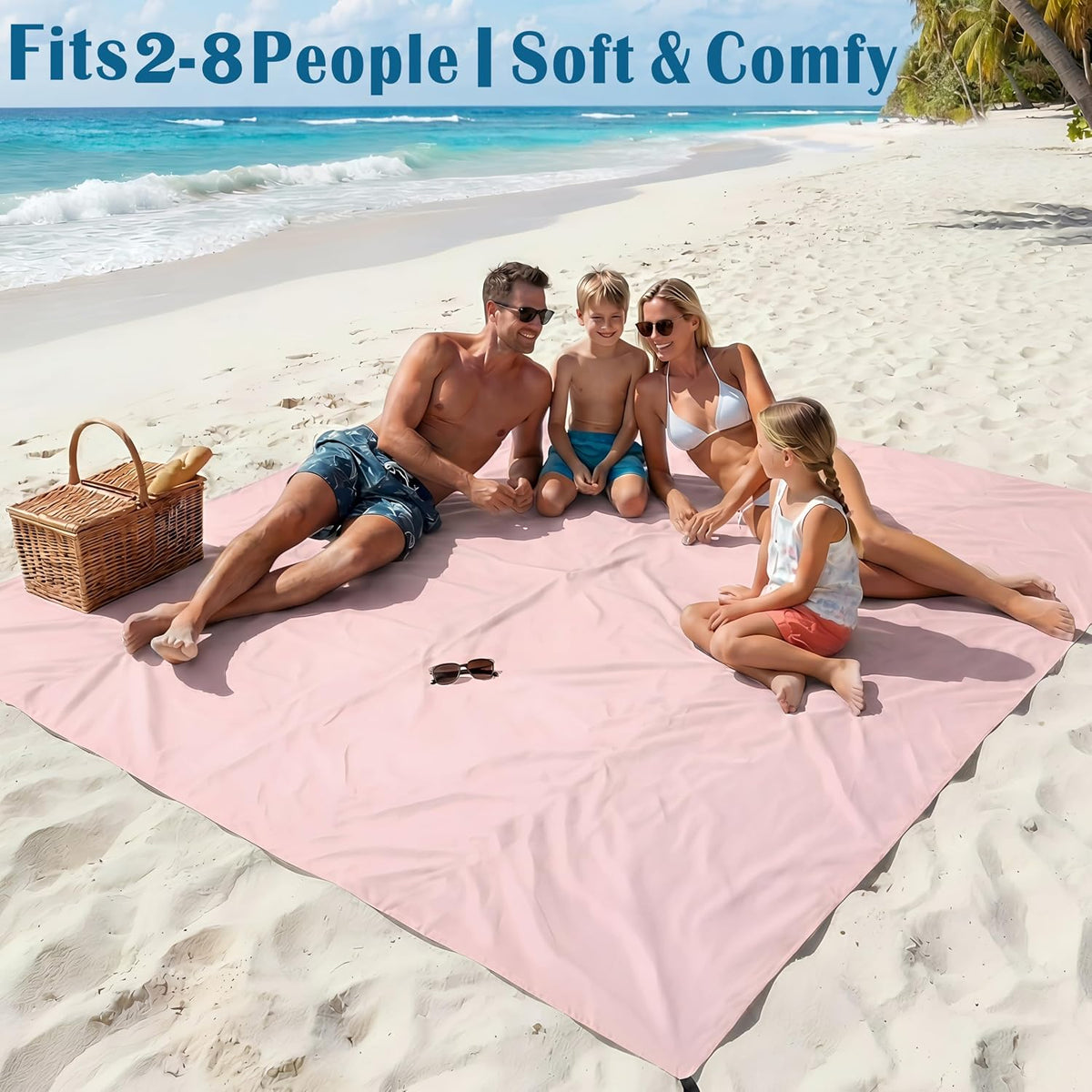 Beach Blanket Waterproof Sandproof 78''X81''/10'X9' Oversized Big Blanket