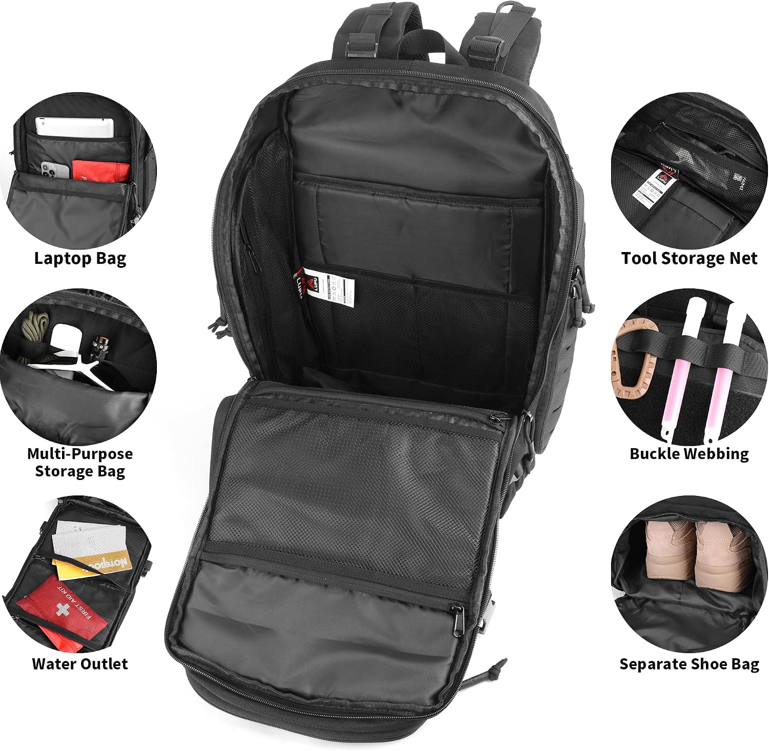 Tactical Backpack 35L Military Molle Pack 900D Waterproof Assault Rucksack Large Capacity Outdoor Hiking Camping Trekking Bag for Travel Hunting Survival and Adventure