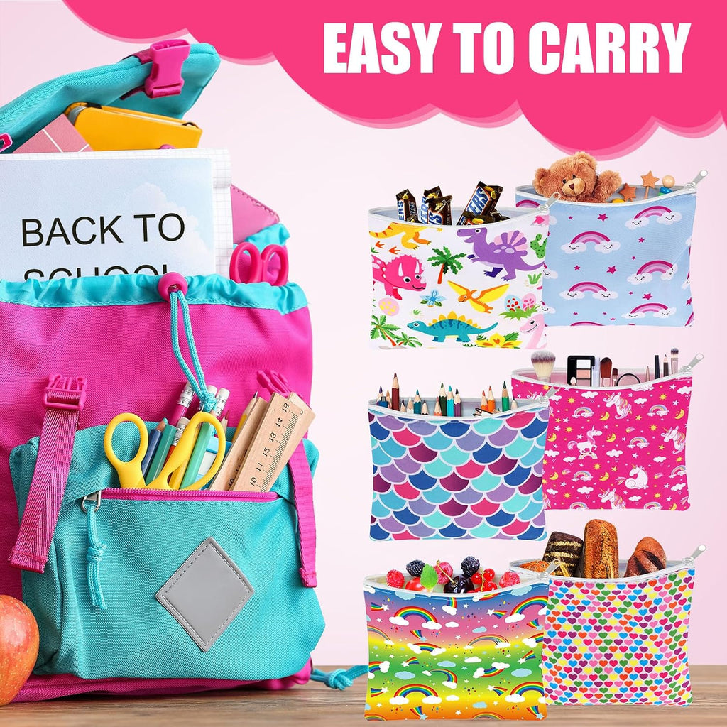Ctosree 6 Pieces Reusable Sandwich and Snack Bags for Women Washable Lunch Pouch for Food Safe Double Layer Organizers