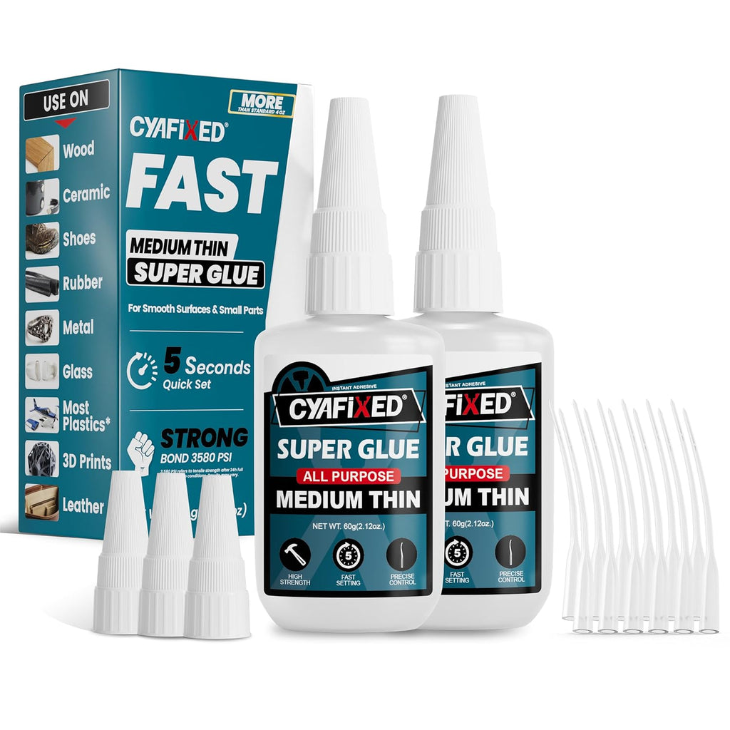 Fast Super Glue 120g, Medium-Thin CA Glue for Wood Ceramic Plastic Glass