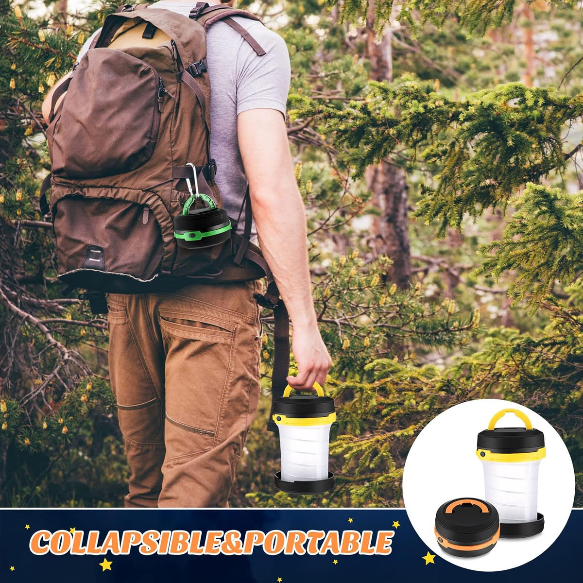 Retisee 4 Pcs Collapsible LED Camping Lantern Battery LED Operated Camping Lantern Lights Lantern Flashlight Portable Lamp Camping Accessories for Emergency Power Outage Hiking Tent Outdoor, 4 Colors