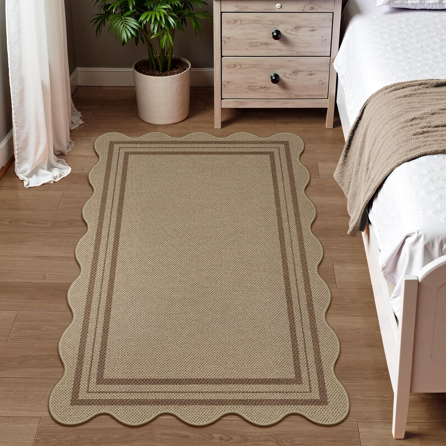 Modern Easy Jute 3x5 Outdoor Patio Rug, Washable Rugs for Entryway Farmhouse Non Slip Indoor Door Mat, Brown Throw Carpet for Entry Backyard Porch Decor