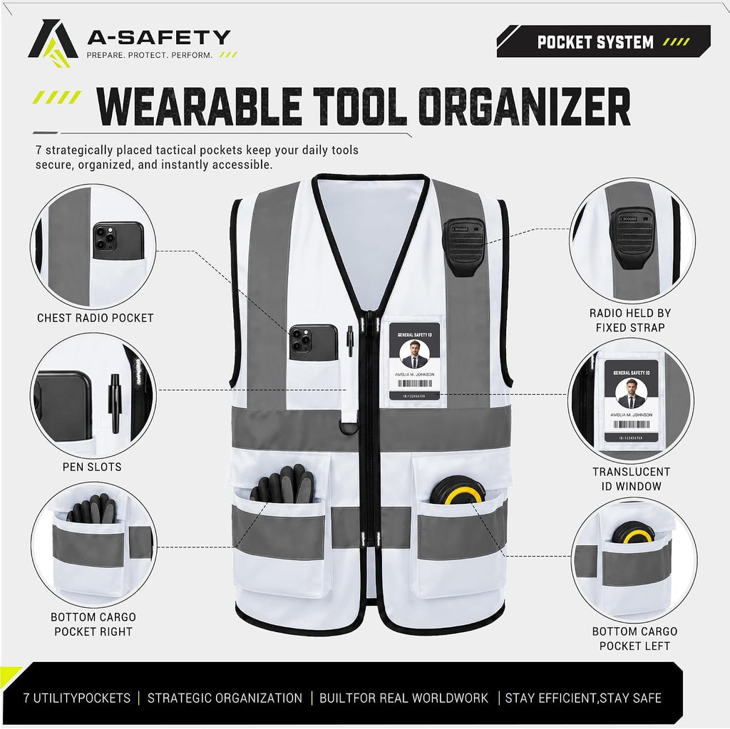 A-SAFETY High Visibility Reflective Safety Vest Customize Logo (XS-8XL)