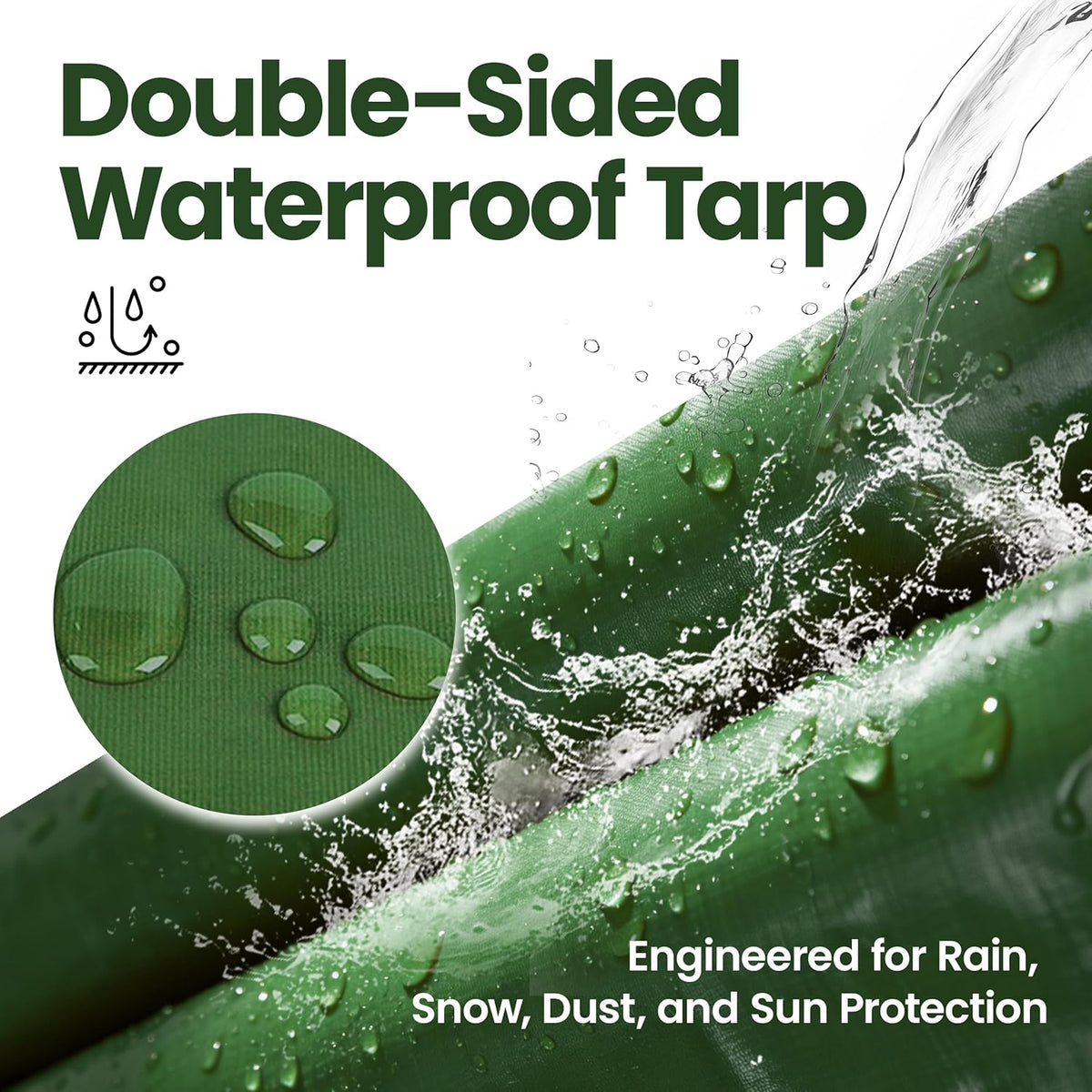 Thick Camping Tarp 12' x 20' 9-mil Shelter Waterproof Tarps for Boat Pool Green