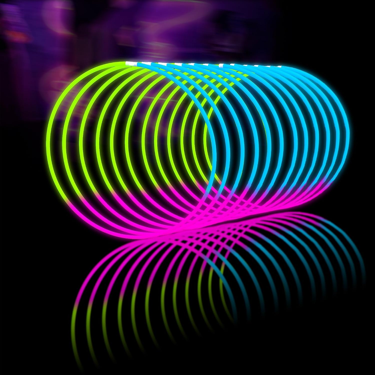 Glow Fever Glow Sticks Bulk 100ct 22'' Glow Necklaces with Connectors, Neon Light Sticks for Party Festivals Raves Concert Birthday Wedding, Blue