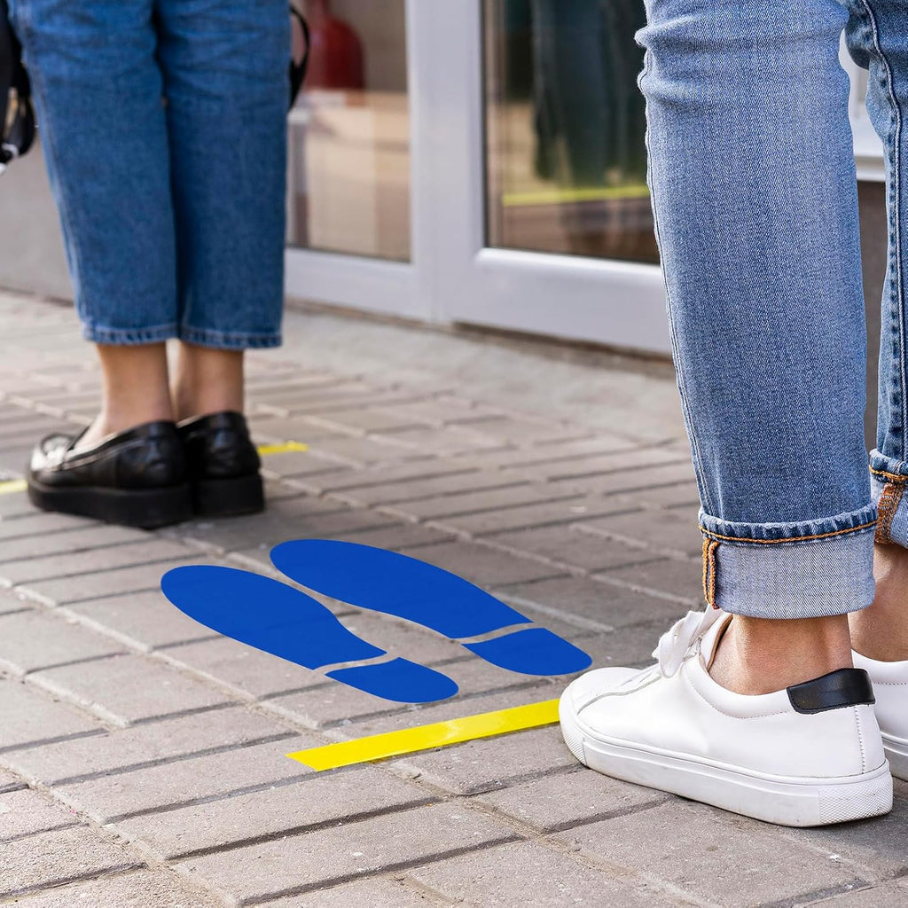 20 Pairs Blue Footprint Stickers 3×7 in Classroom Floor Line Up