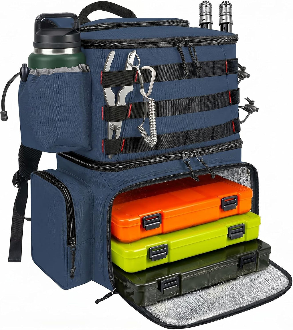 MATEIN Fishing Backpack, Tackle Storage Bag with Rod Holders & Cooler