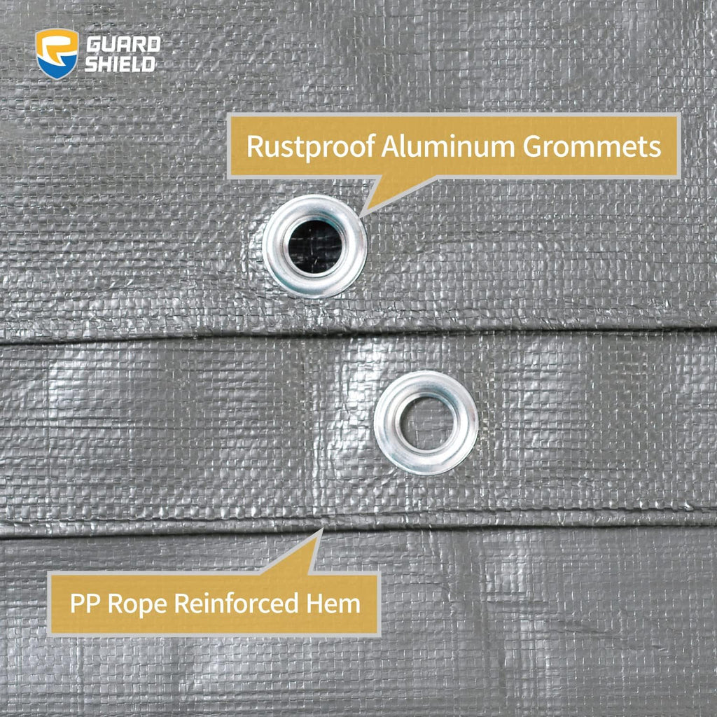 GUARD SHIELD Heavy Duty Tarp 20x40 Feet Silver/Black Multi Purpose Thick Waterproof Poly Tarp Cover 10mil