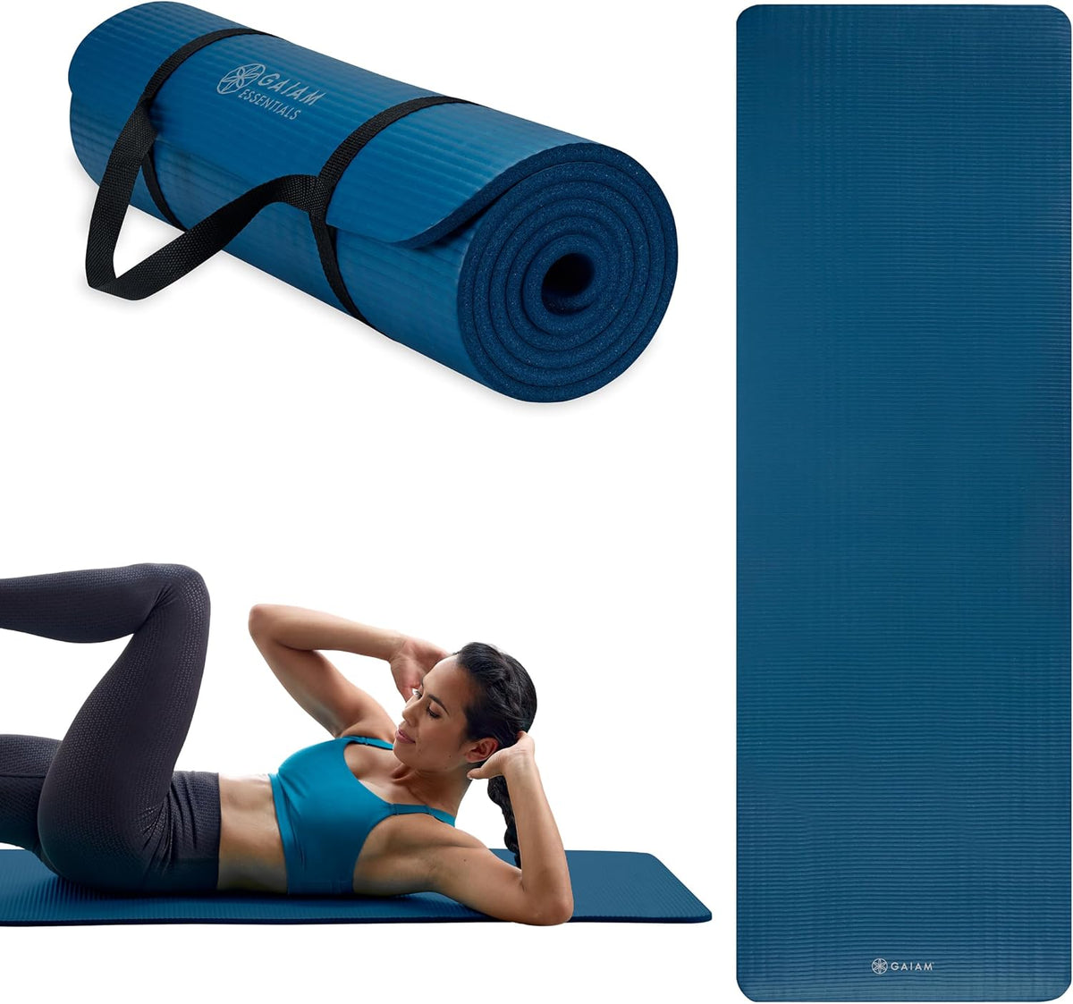 Gaiam Thick Yoga Mat, Exercise & Fitness Mat with Easy-Cinch Carrying Strap