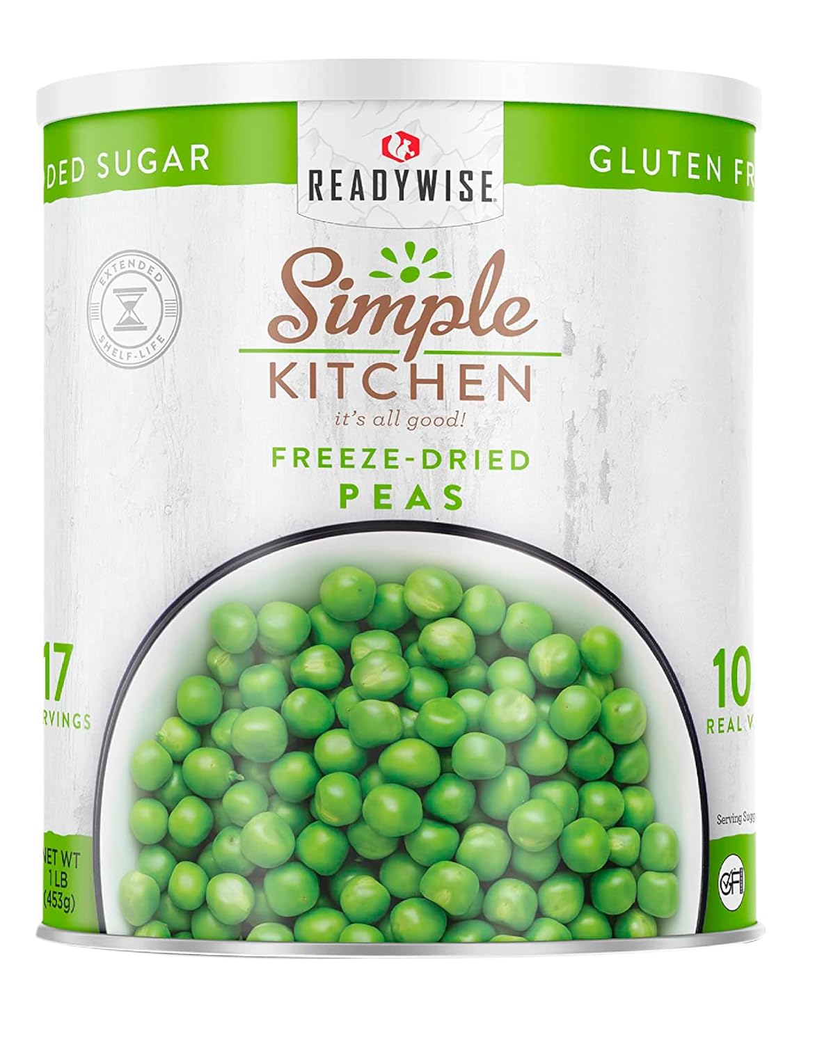 SIMPLE KITCHEN Freeze Dried Peas #10 Can, 17 Servings, Emergency Camping